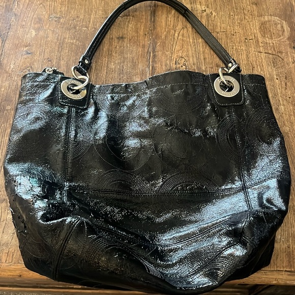 Vintage y2k Coach black shoulder bag with C Monogram - Picture 1 of 7